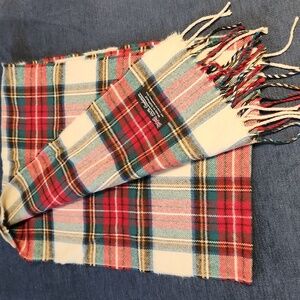 Made in Scotland plaid cashmere fringe scarf